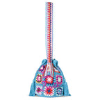 Borsa secchiello Crochet Bucket crochet con ricamo multicolore