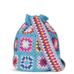 Borsa secchiello Crochet Bucket crochet con ricamo multicolore