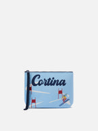 Pochette Aline effetto lana con stampa Cortina