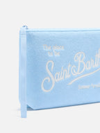 Pochette Aline effetto spugna azzurra