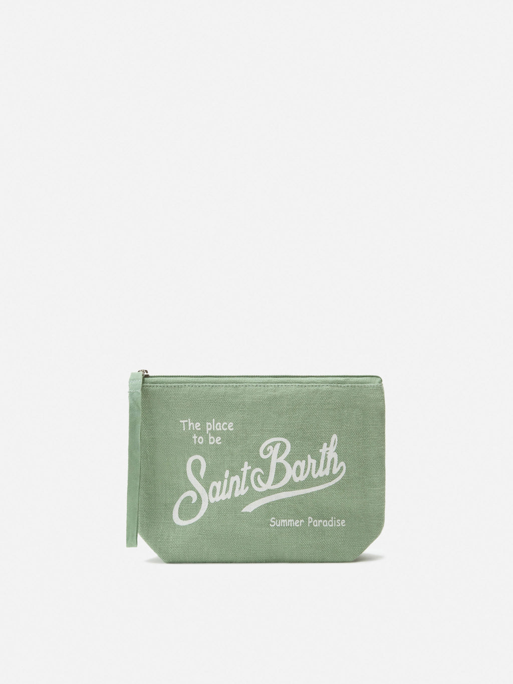 Pochette Aline in lino verde salvia tinta unita