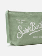 Pochette Aline in lino verde salvia tinta unita