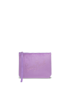 Pochette Aline in velluto lilla con logo Saint Barth in strass