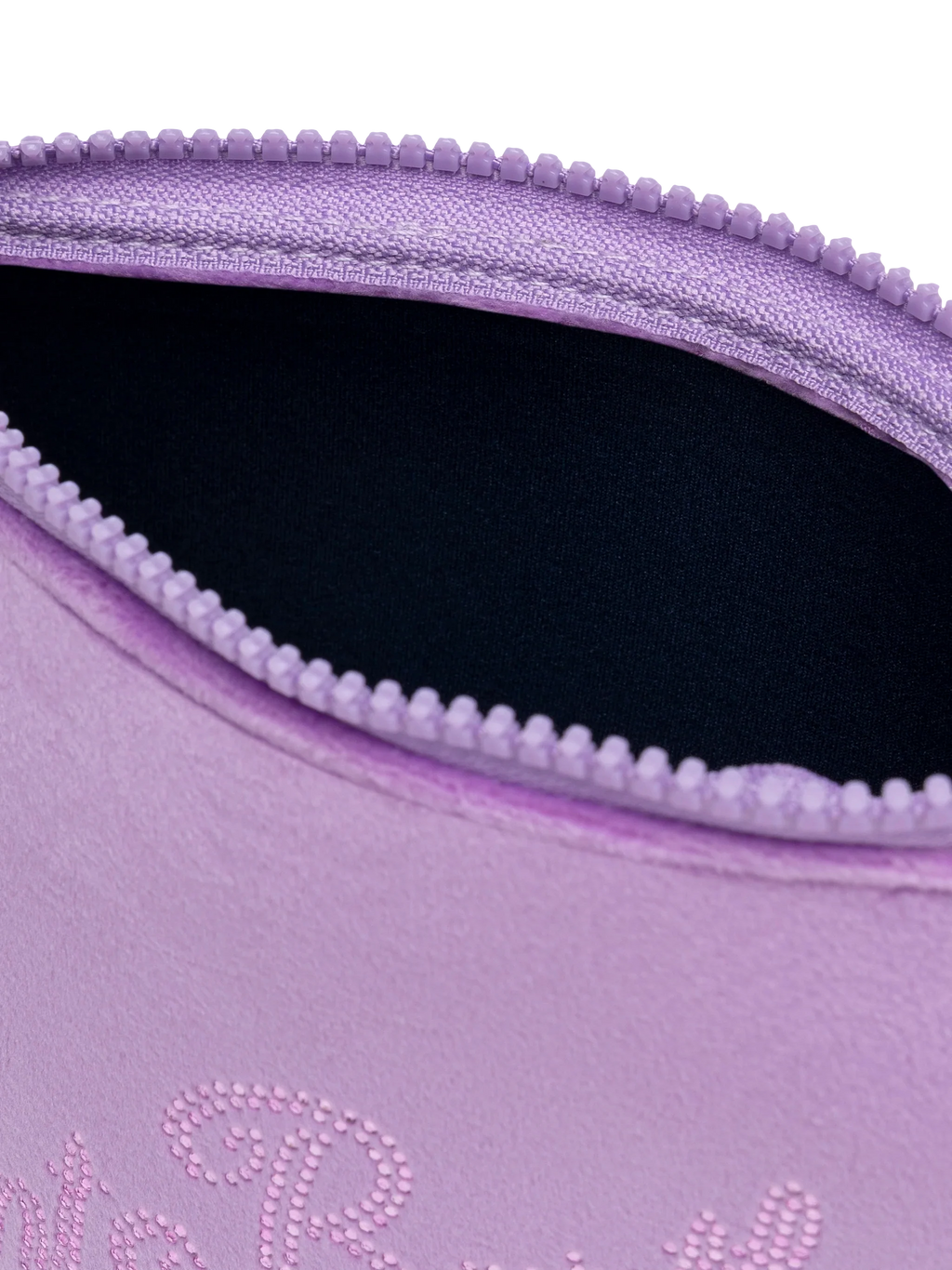 Pochette Aline in velluto lilla con logo Saint Barth in strass