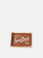 Pochette Aline Shearling in sherpa e faux suede cammello