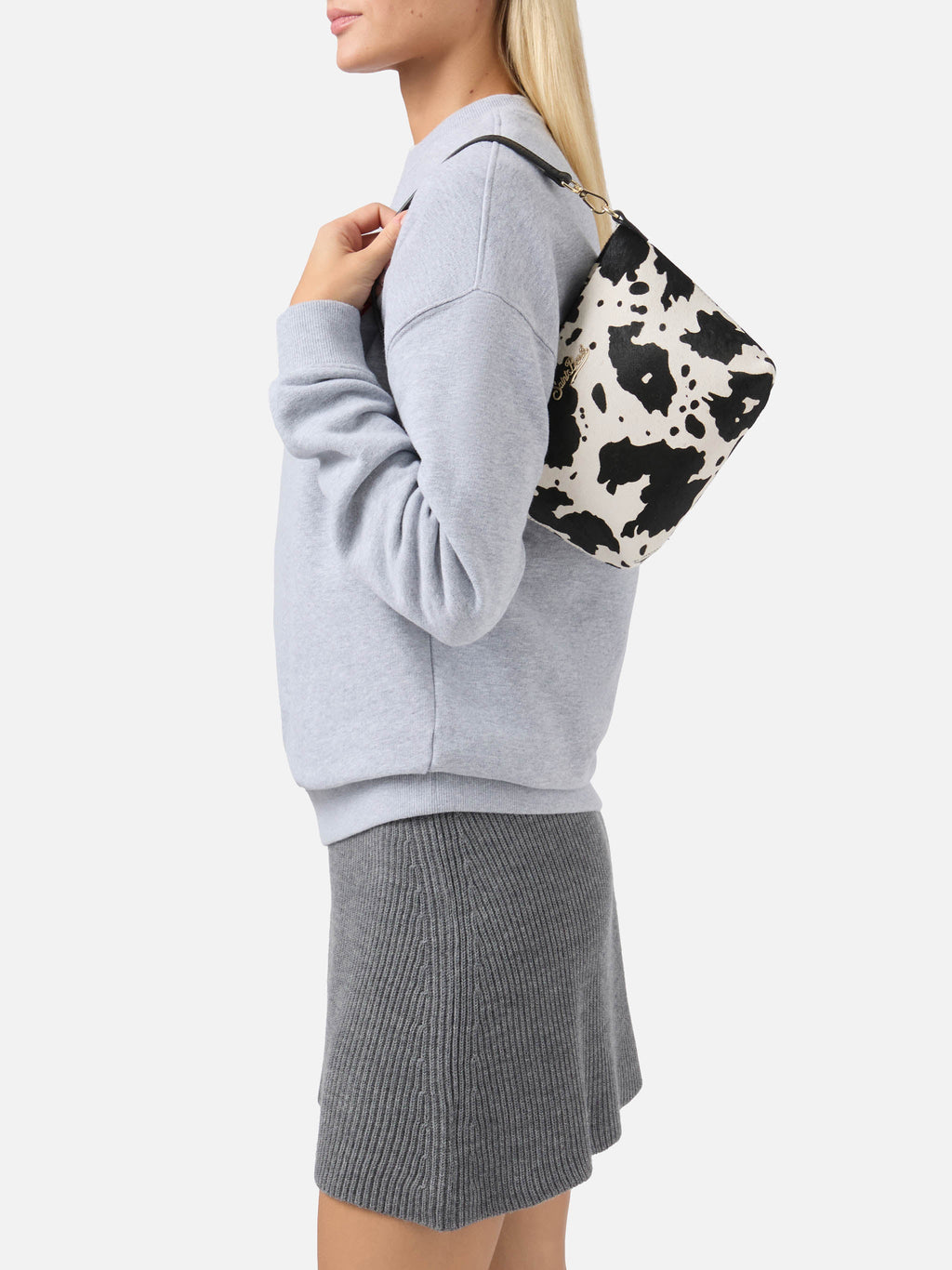 Borsa a spalla Aline Bag in pelle spazzolata e cavallino muccato