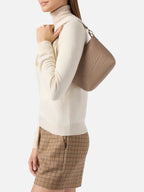 Borsa a spalla Aline Bag in pelle martellata nocciola