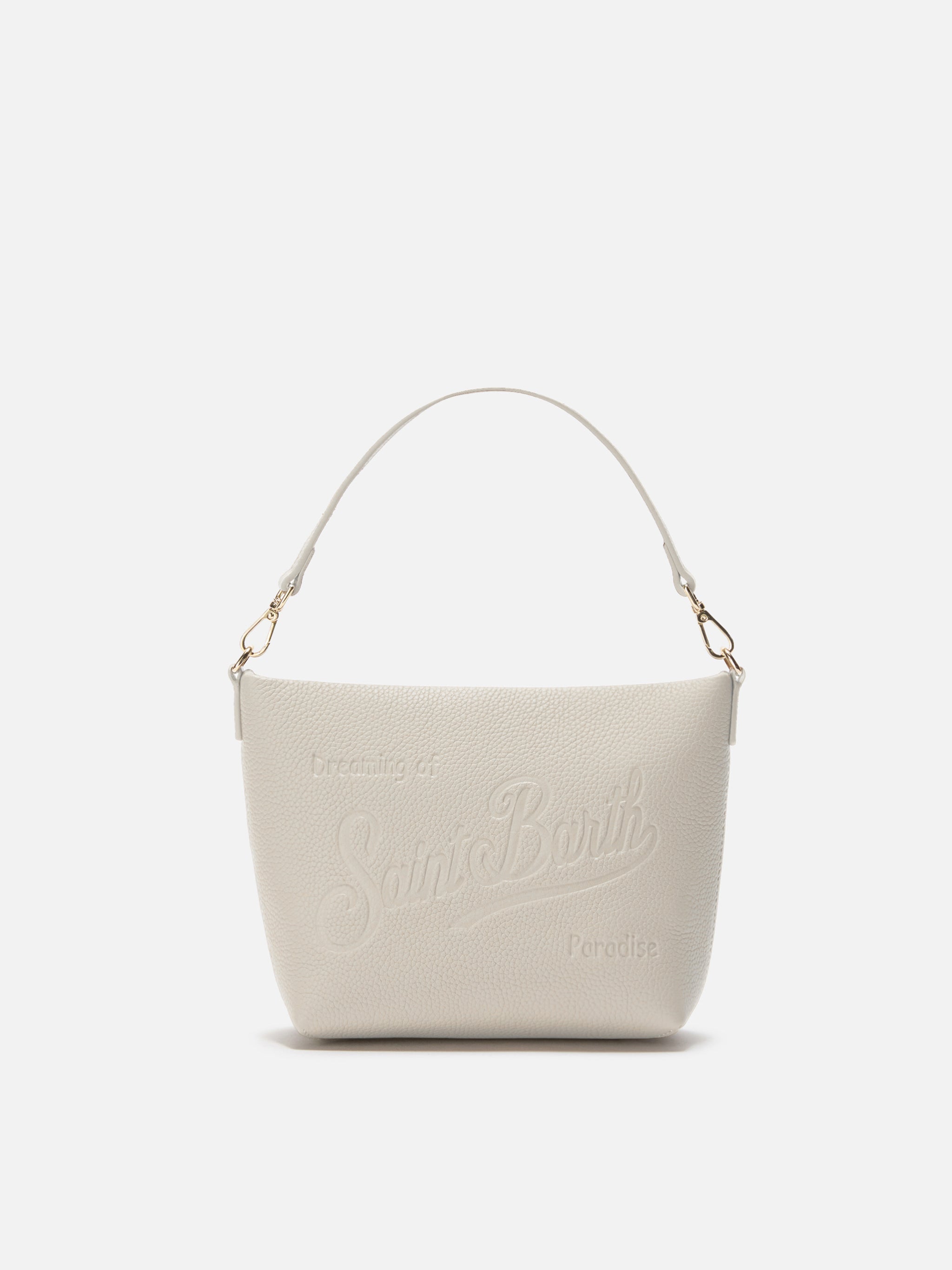 Borsa a spalla Aline Bag in pelle martellata bianca