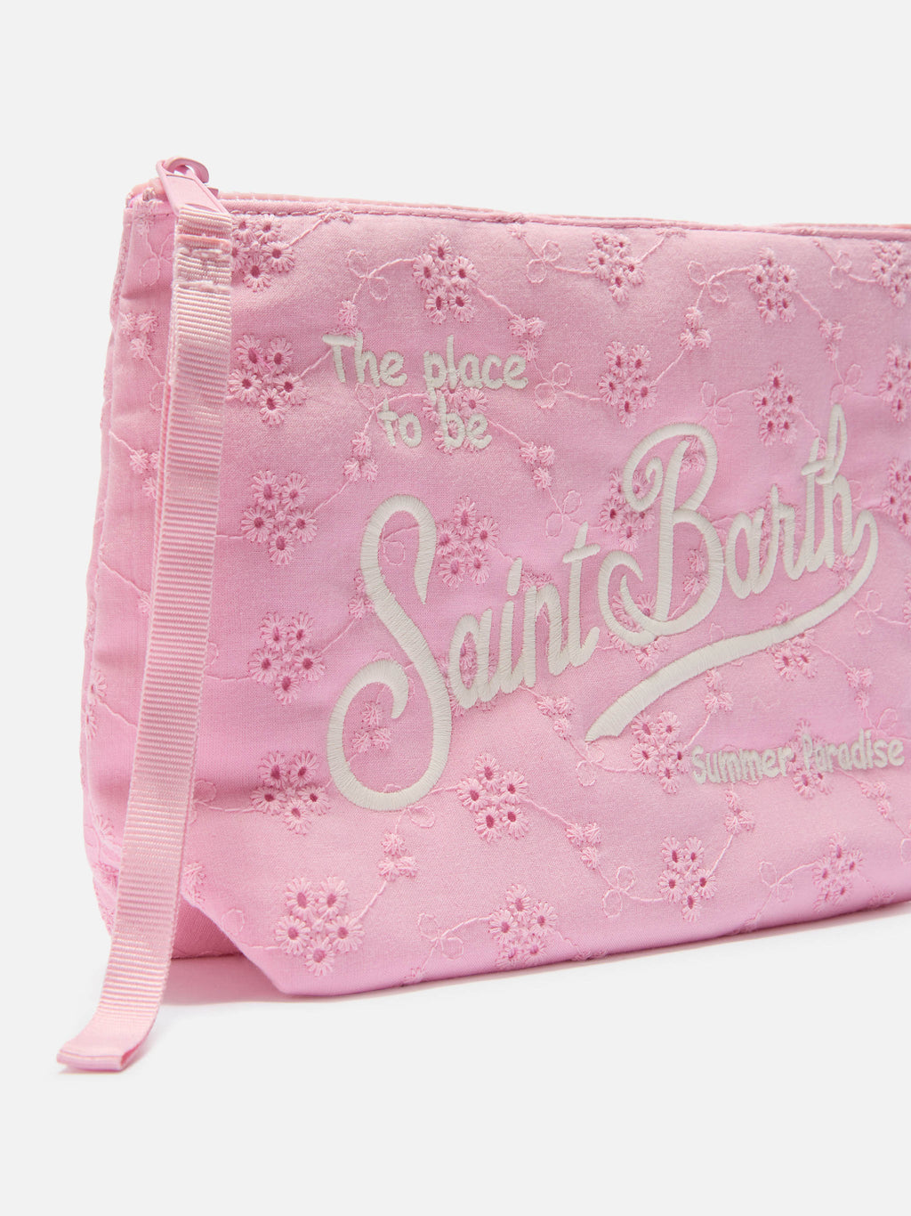 Pochette Aline in cotone sangallo rosa