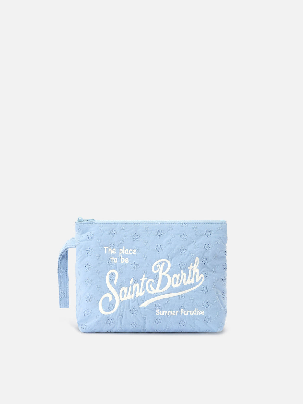 Pochette Aline in cotone sangallo azzurro