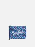 Pochette Aline in scuba blu con stampa polipetti