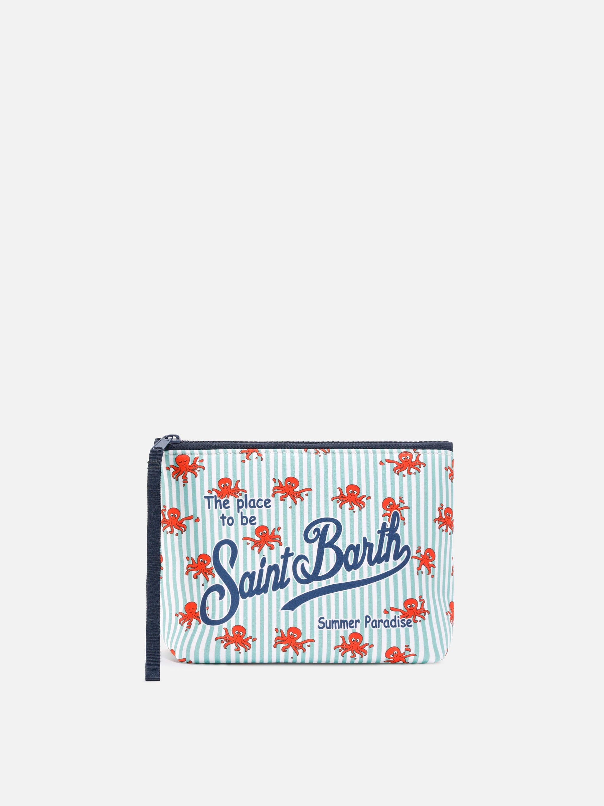 Pochette Aline in scuba a righe con stampa polipetti