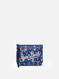 Pochette Aline in scuba con stampa orologi e cola