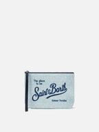 Pochette Aline azzurra in scuba con stampa stelle marine