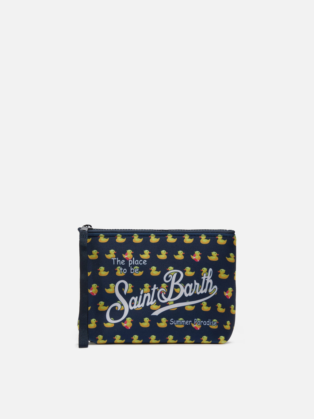 Pochette Aline in scuba con stampa paperelle