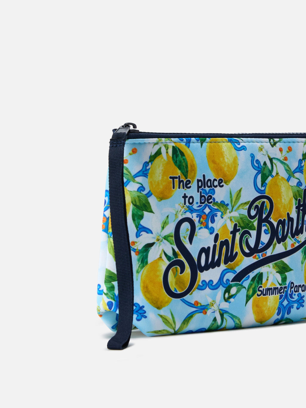 Pochette Aline in scuba con stampa maiolica con limoni
