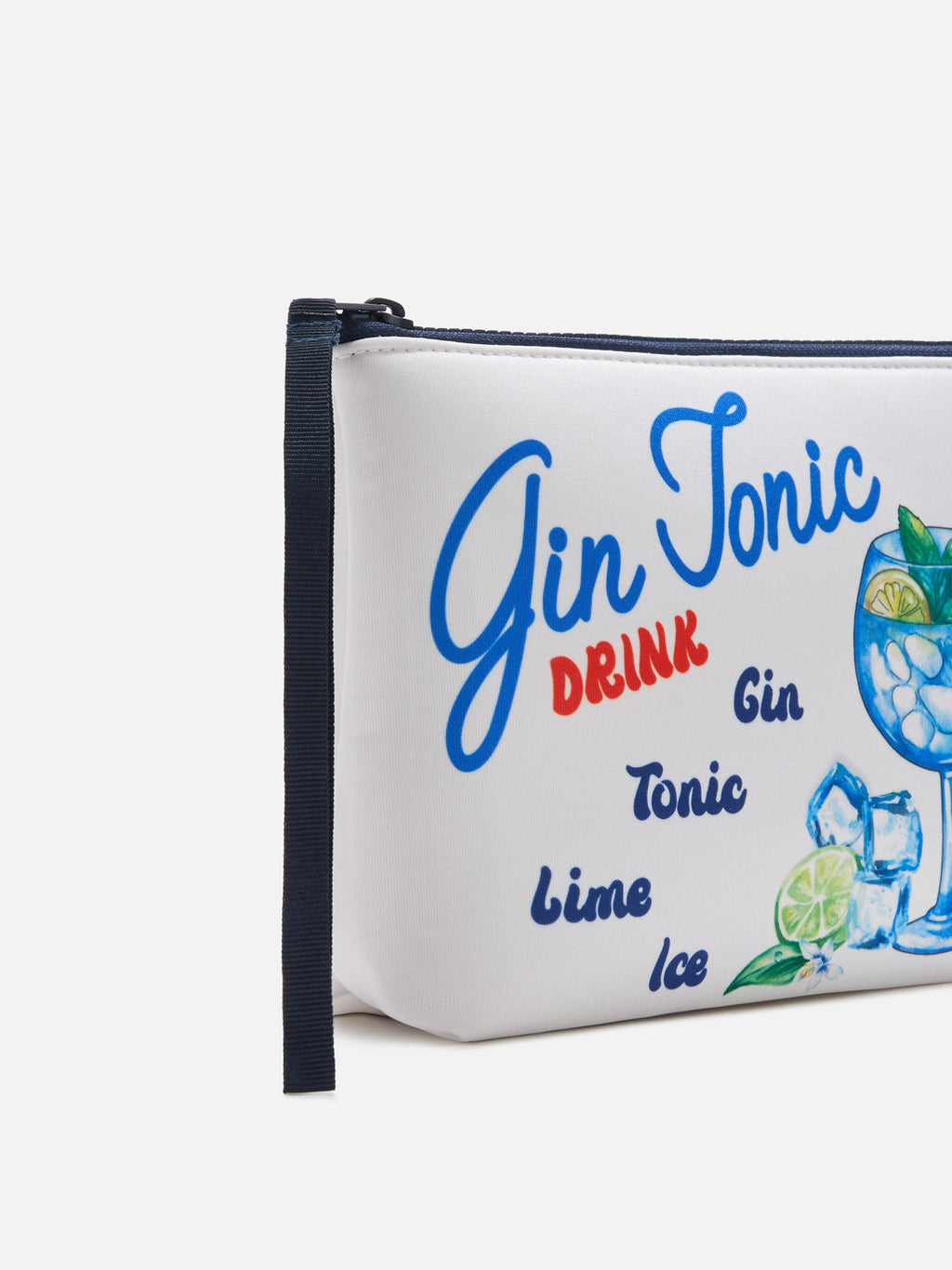 Pochette Aline in scuba bianca con stampa Ricetta Gin Tonic