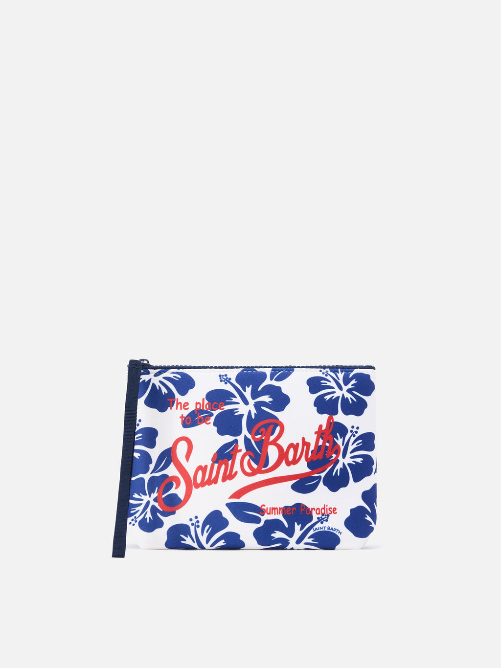 Pochette Aline in scuba con stampa Hibiscus