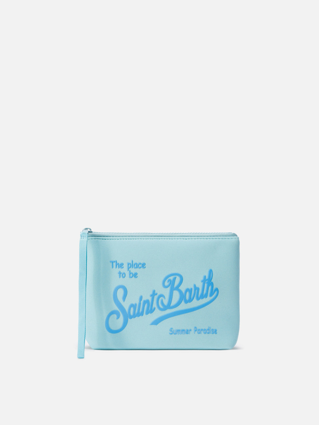 Pochette Aline in scuba azzurra tinta unita