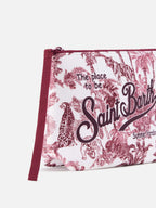 Pochette Aline in scuba con stampa Toile de Jouy bordeaux