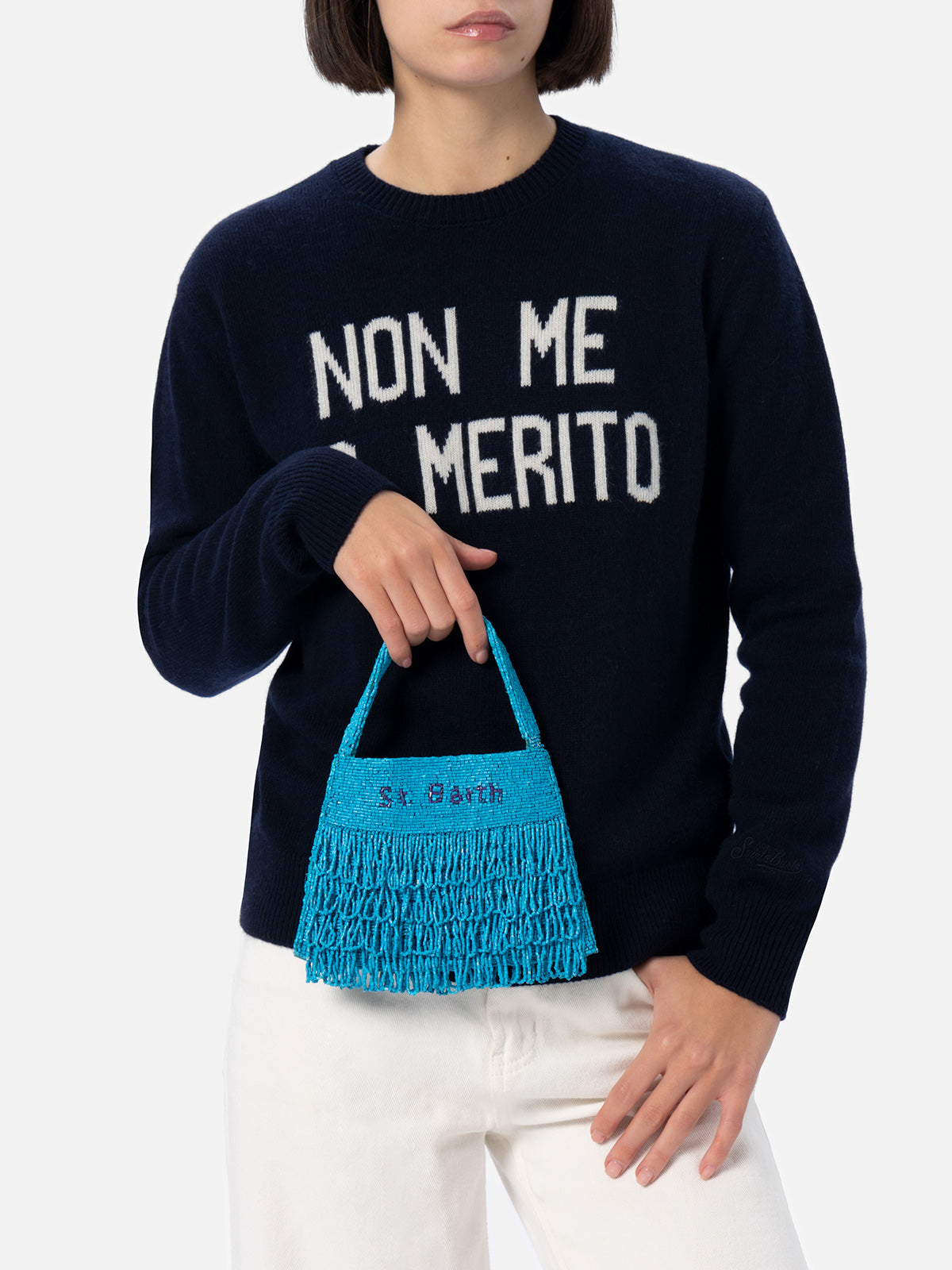 Mini Bag Pearl con perline turchesi