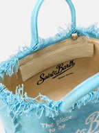 Borsa Colette azzurra in canvas con frange