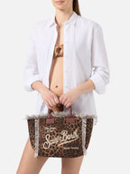 Borsa Colette in canvas con fantasia leopardata