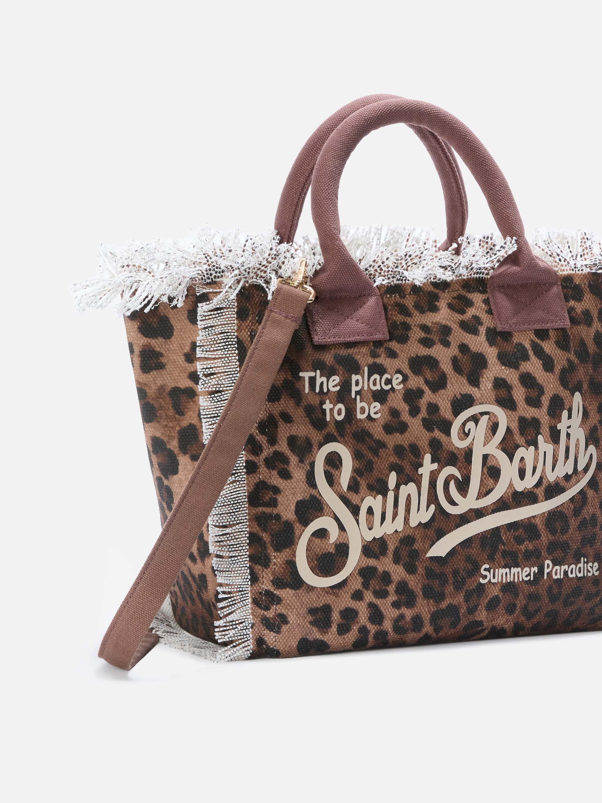 Borsa Colette in canvas con fantasia leopardata
