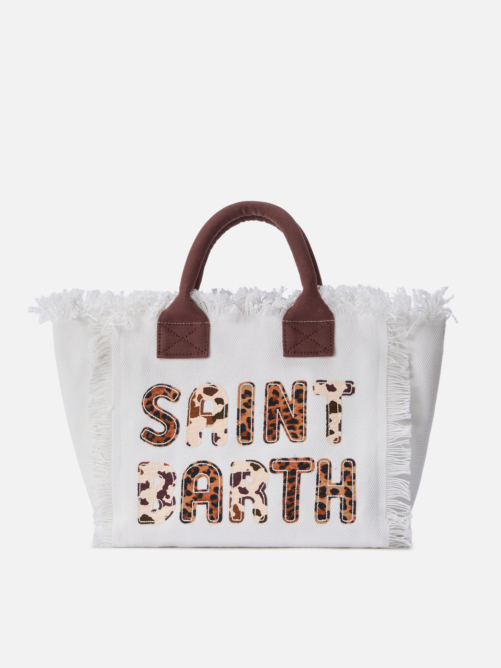 Borsa Colette in canvas bianca con patch logo animalier