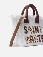 Borsa Colette in canvas bianca con patch logo animalier