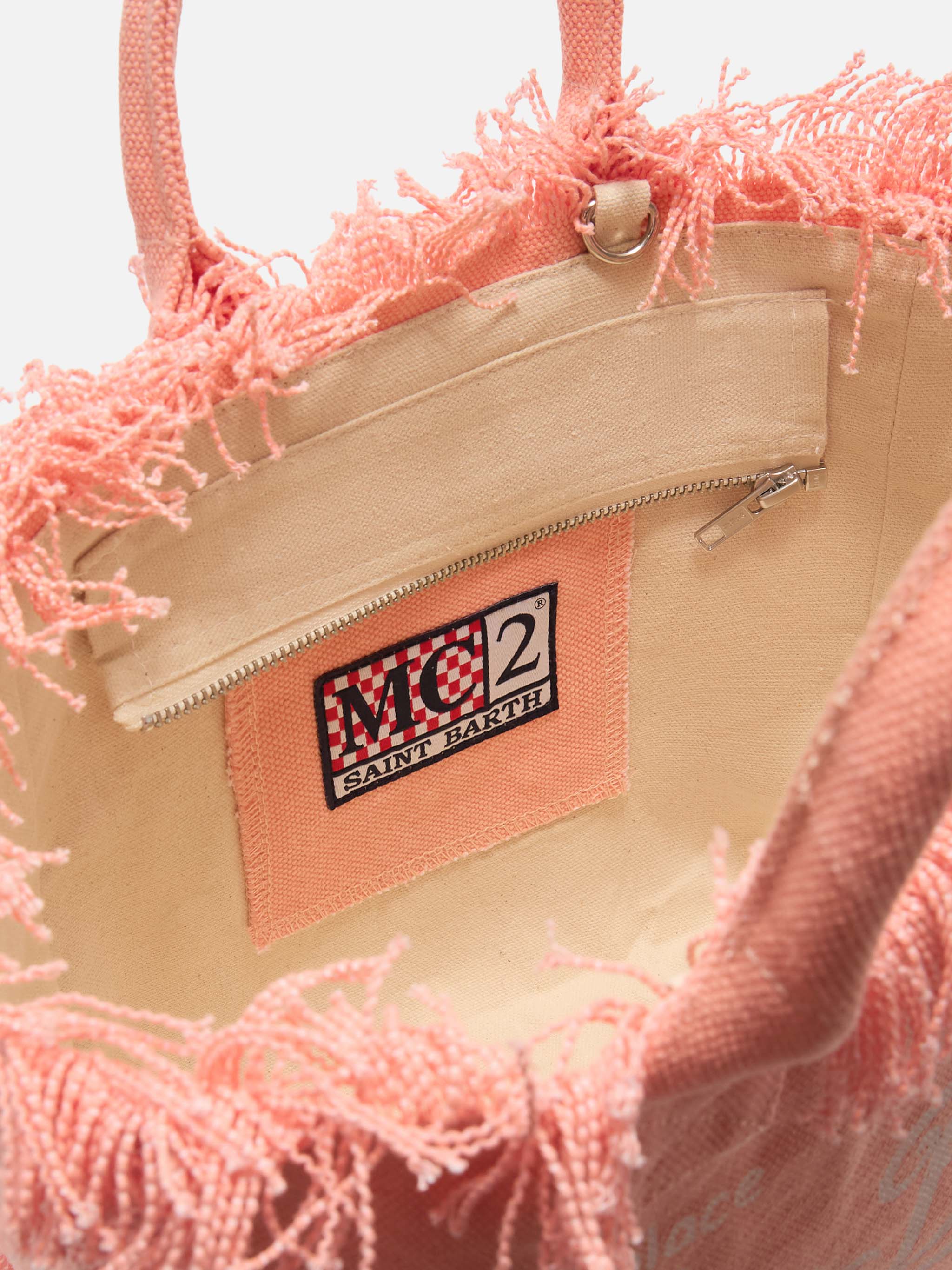 Borsa Colette arancione in canvas con frange