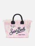 Borsa Colette in canvas con stampa toile de Jouy rosa
