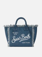 Borsa Colette blu indaco in canvas con frange