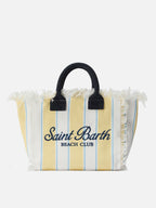 Borsa Colette in canvas a righe gialle con logo ricamato