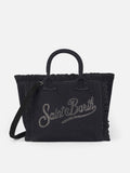 Borsa Colette in canvas di cotone nero con strass