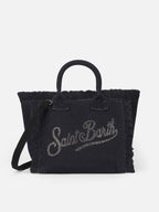 Borsa Colette in canvas di cotone nero con strass