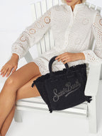 Borsa Colette in canvas di cotone nero con strass