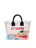 Borsa Colette in canvas di cotone con stampa cartolina St. Tropez