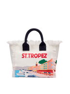 Borsa Colette in canvas di cotone con stampa cartolina St. Tropez