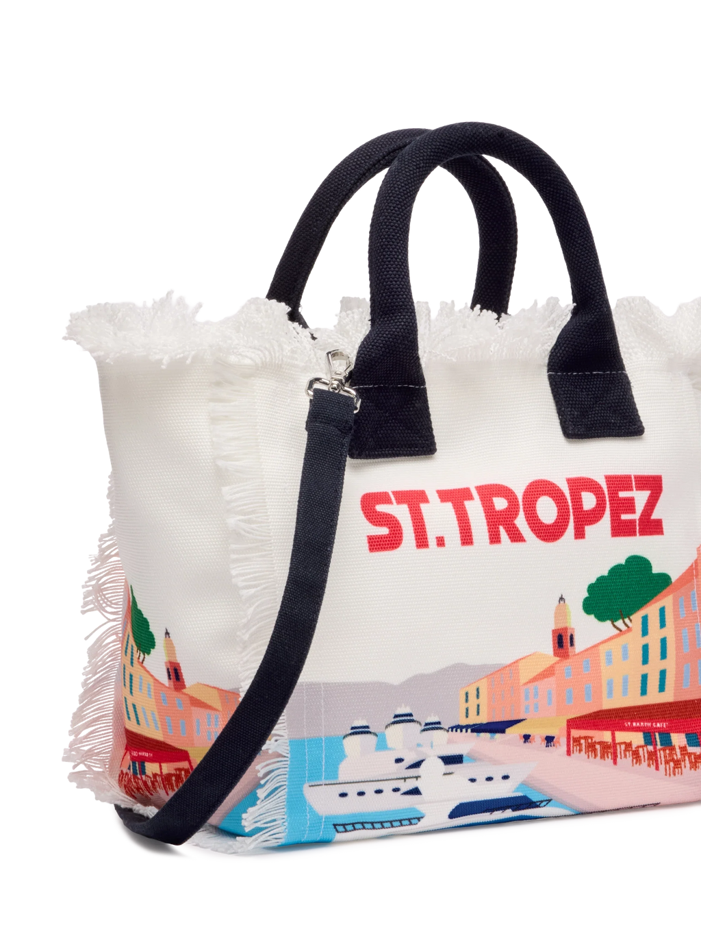 Borsa Colette in canvas di cotone con stampa cartolina St. Tropez