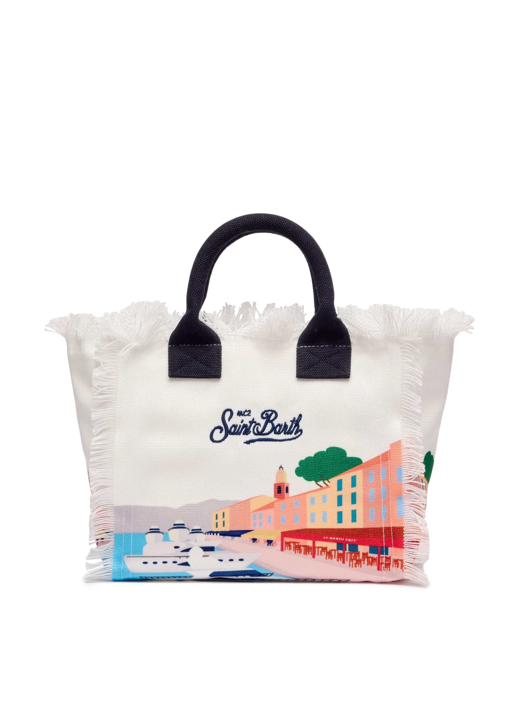 Borsa Colette in canvas di cotone con stampa cartolina St. Tropez