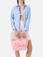 Borsa Colette in canvas con patch logo in tessuto rosa