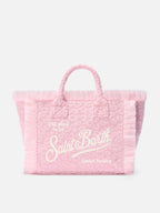 Borsa Colette in tessuto effetto spugna con leopardato in rilievo