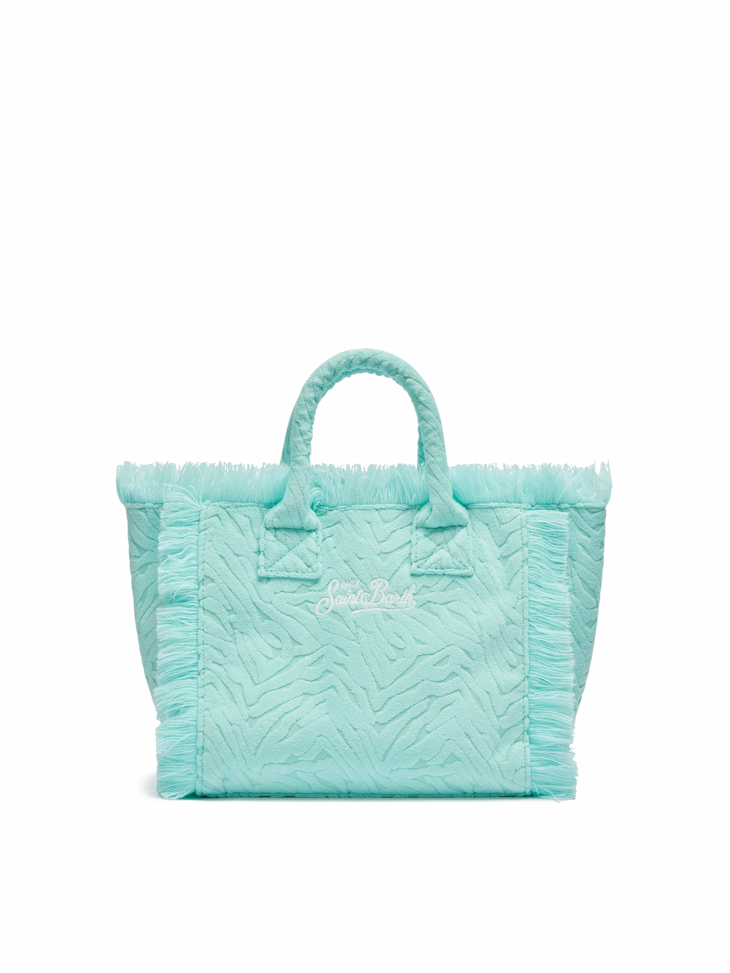 Borsa Colette in spugna verde acqua con stampa zebrata in rilievo