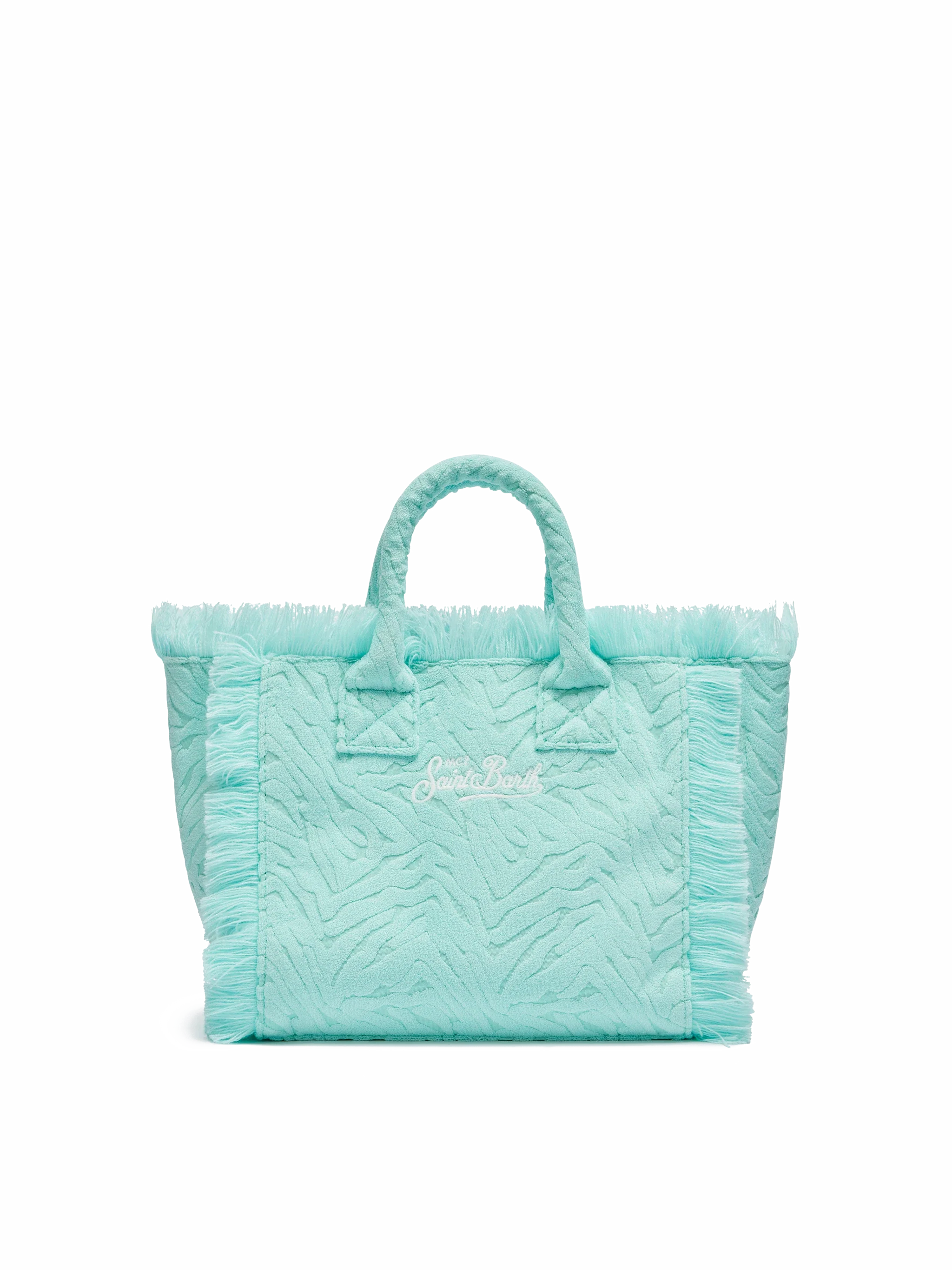 Borsa Colette in spugna verde acqua con stampa zebrata in rilievo