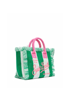 Borsa Colette in spugna verde con stampa a righe verdi