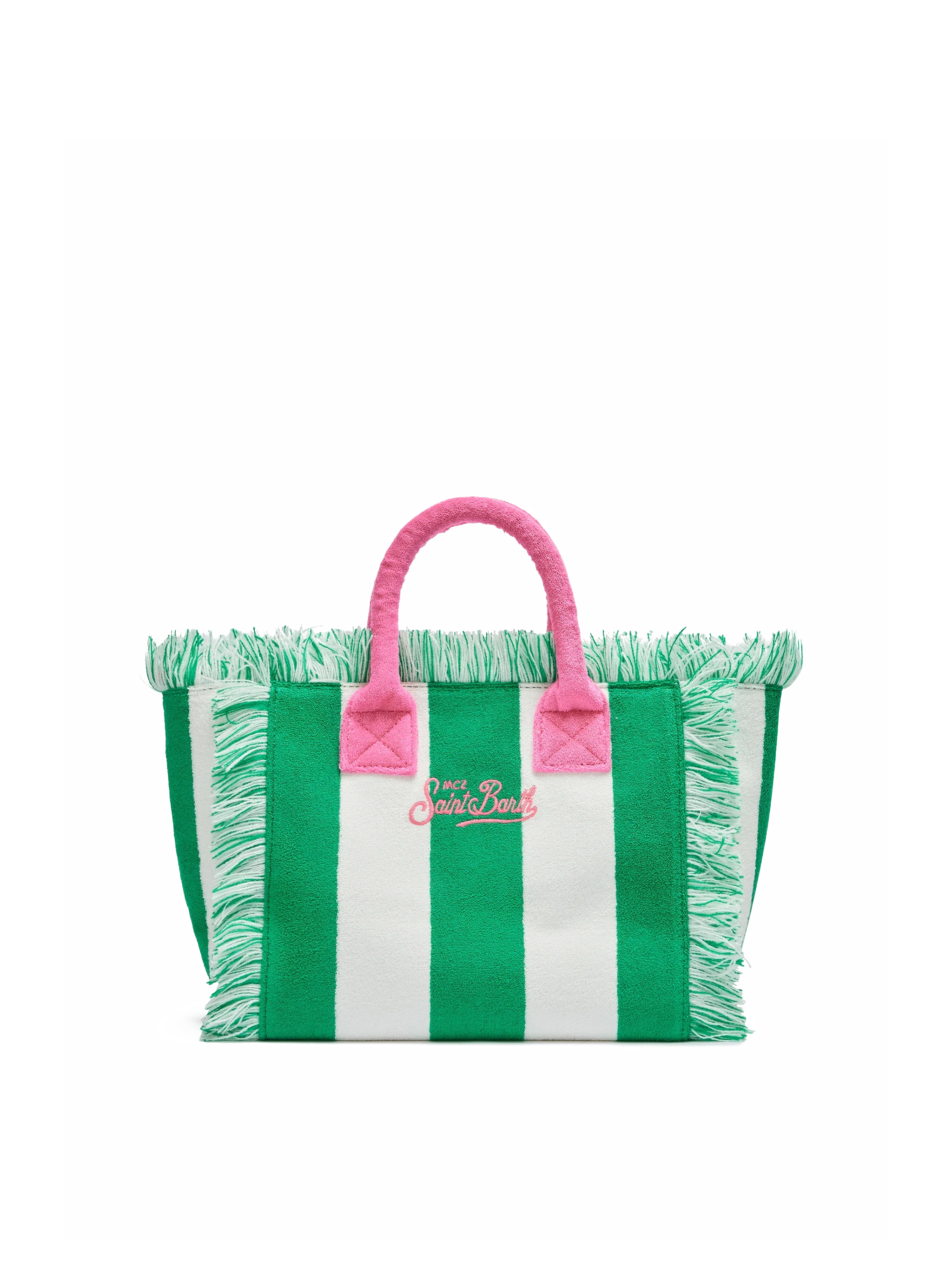Borsa Colette in spugna verde con stampa a righe verdi
