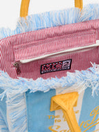 Borsa Colette in spugna azzurra con stampa a righe azzurre