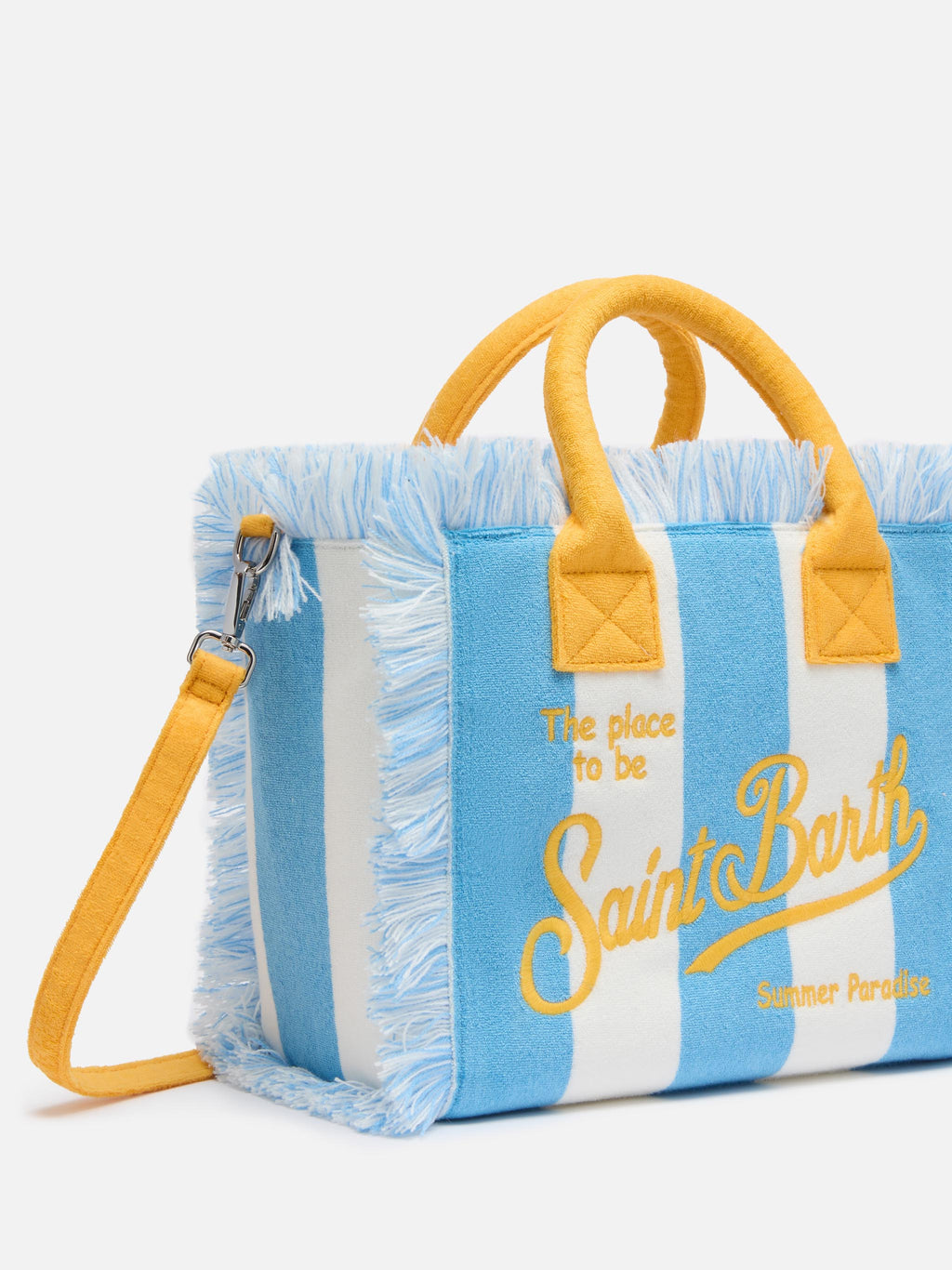Borsa Colette in spugna azzurra con stampa a righe azzurre