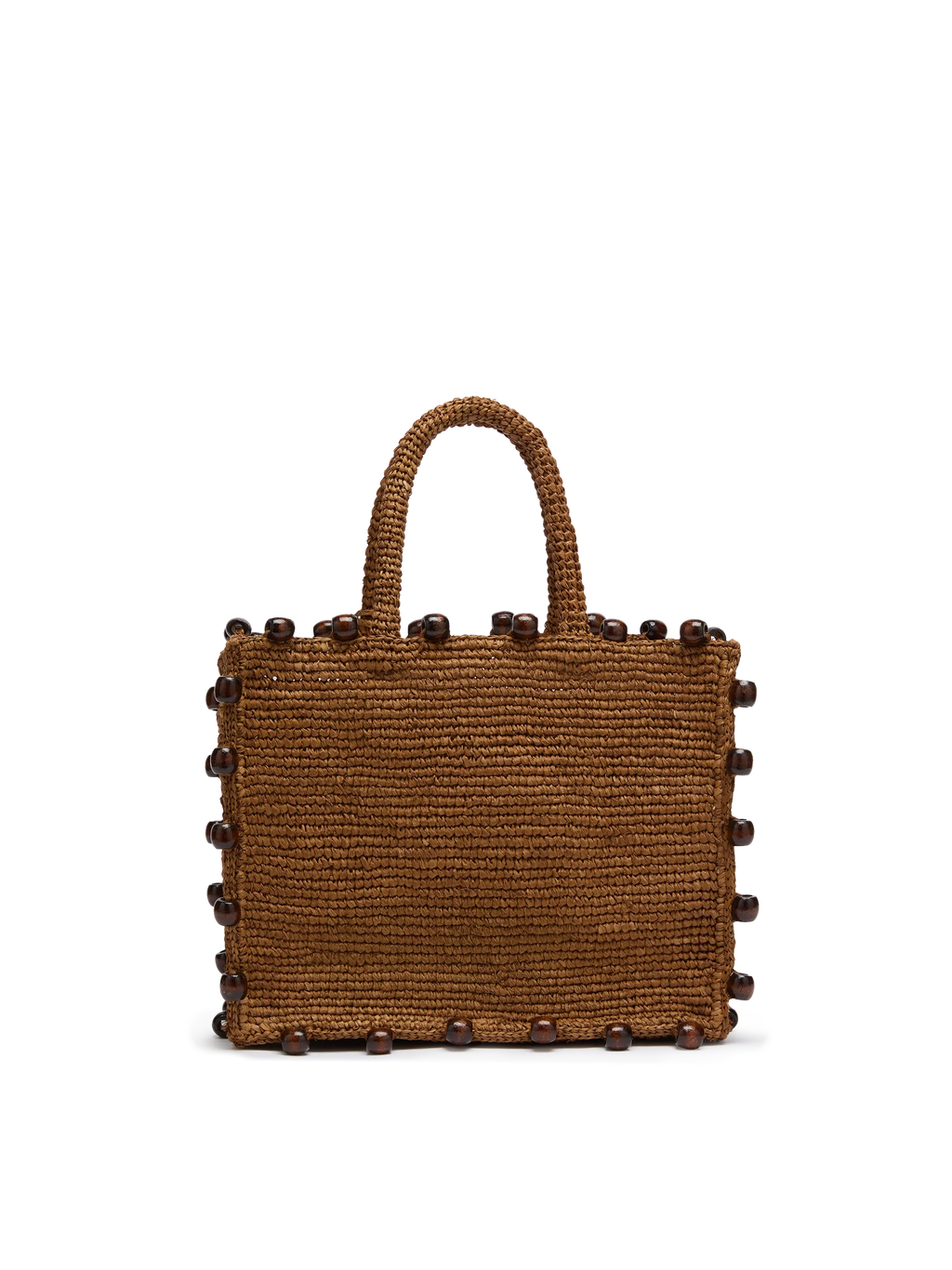 Borsa Colette in raffia con logo ricamato e perline applicate